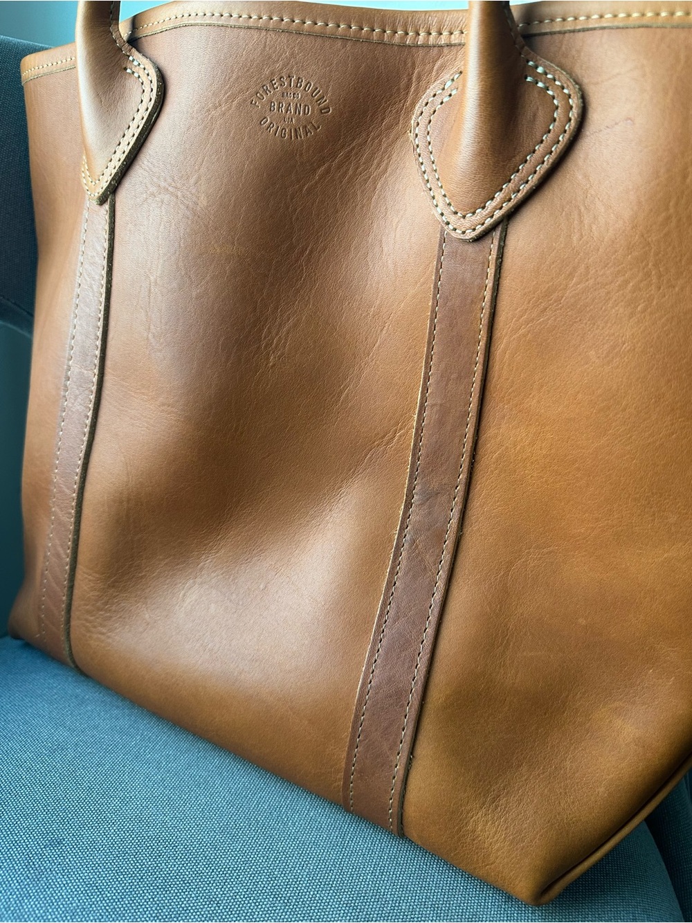 Forest bound LEATHER PASSENGER TOTE IN BROWN - Picture 3 of 11